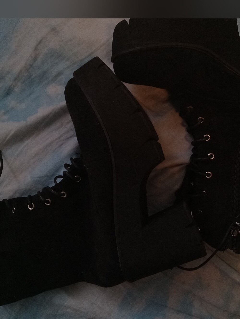 Women’s Black Platform Lace-Up Ankle Boots
